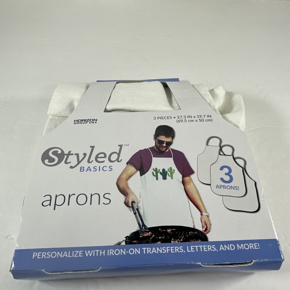 Set of 3 White Cream Aprons Design Your Own DIY